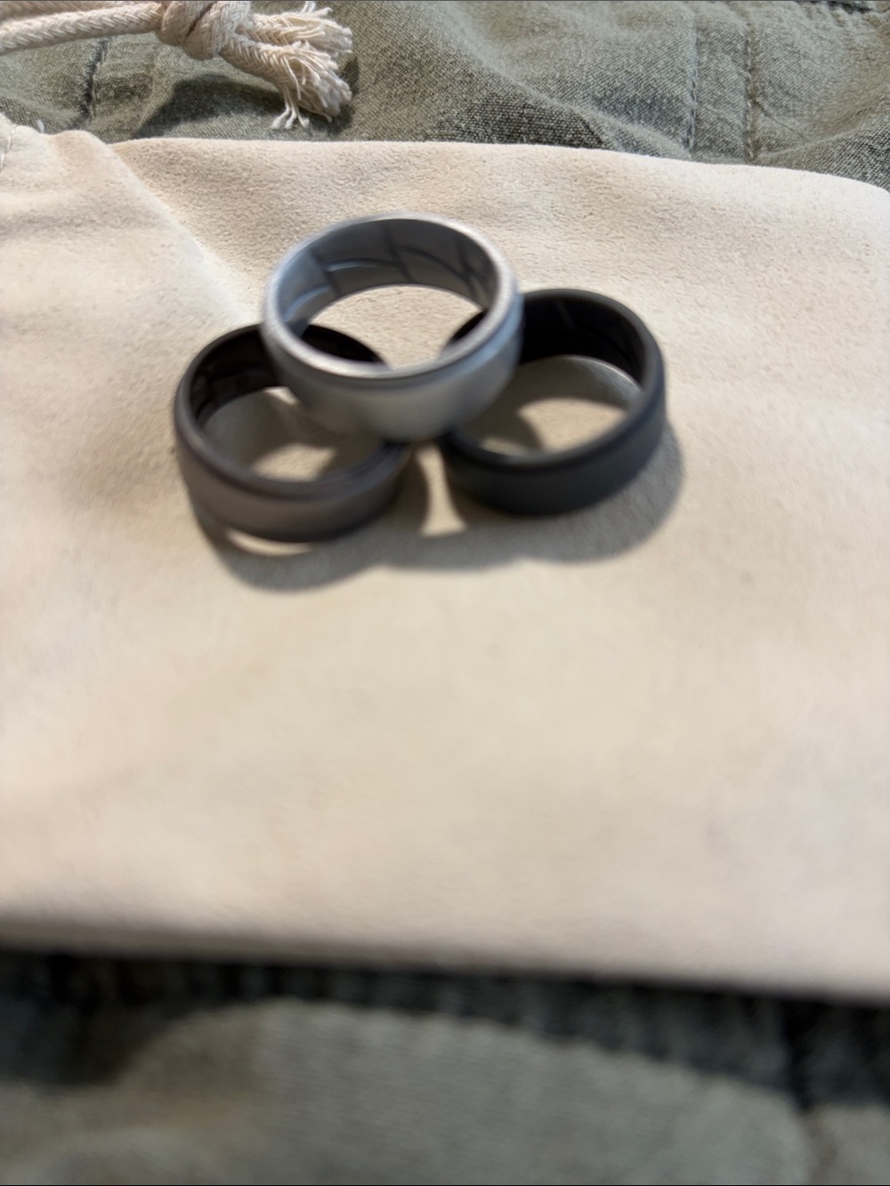 Men's Silicone Wedding Ring Set – Black, Gray, Silver